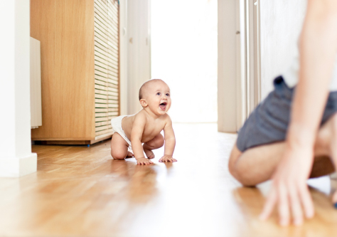 3 month old crawling