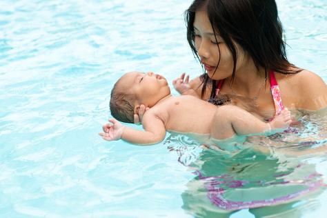 mum and baby swimming