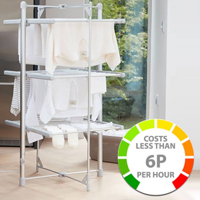 3-Tier Electric Heated Tower Airer 300W - 21m of Hanging Space!