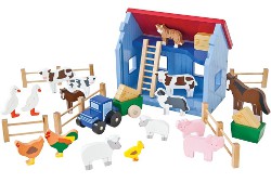 wooden farmyard playset