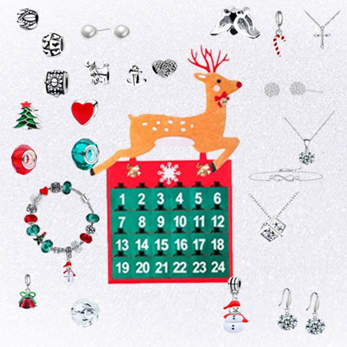 24Day Jewellery Advent Calendar with Gifts made with Crystals from