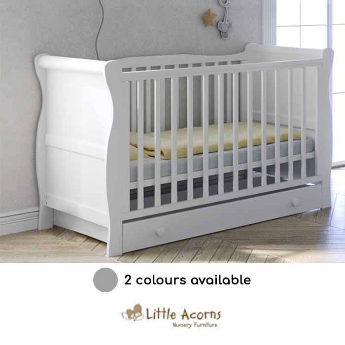 little acorns sleigh cot bed grey